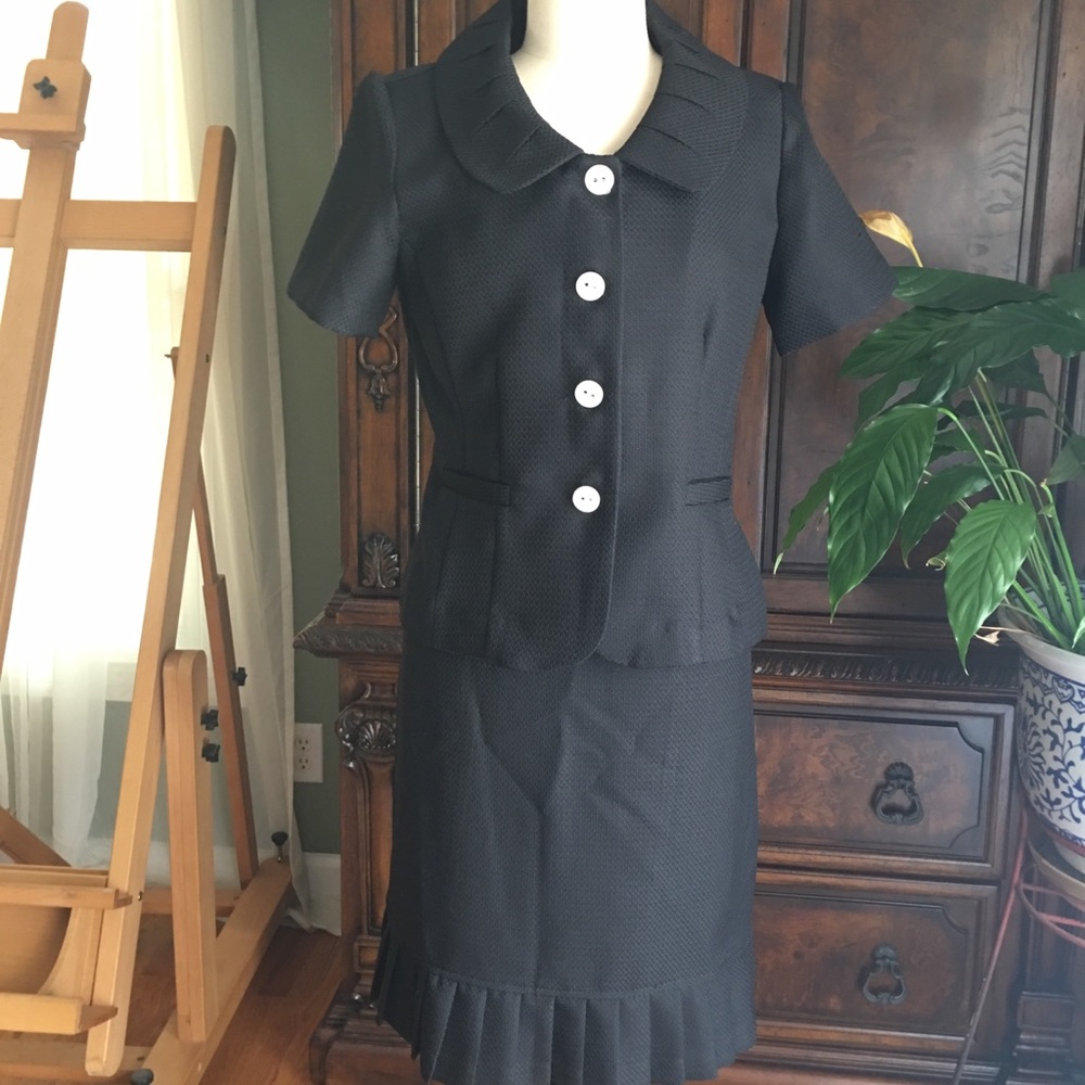 2 Piece Black Suit - top with skirt